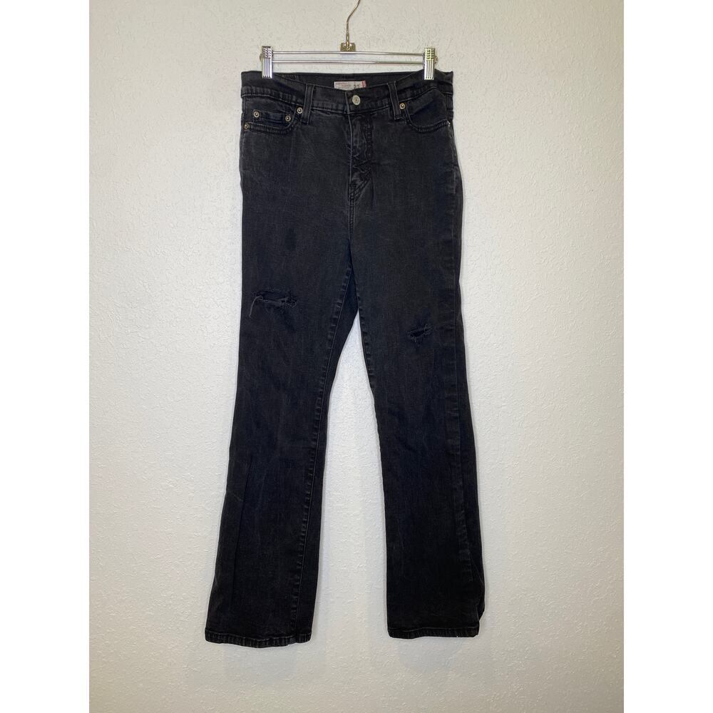 Levi’s Perfectly Slimming Bootcut 512 Sz 10M Distressed Cotton Stretchy Charcoal